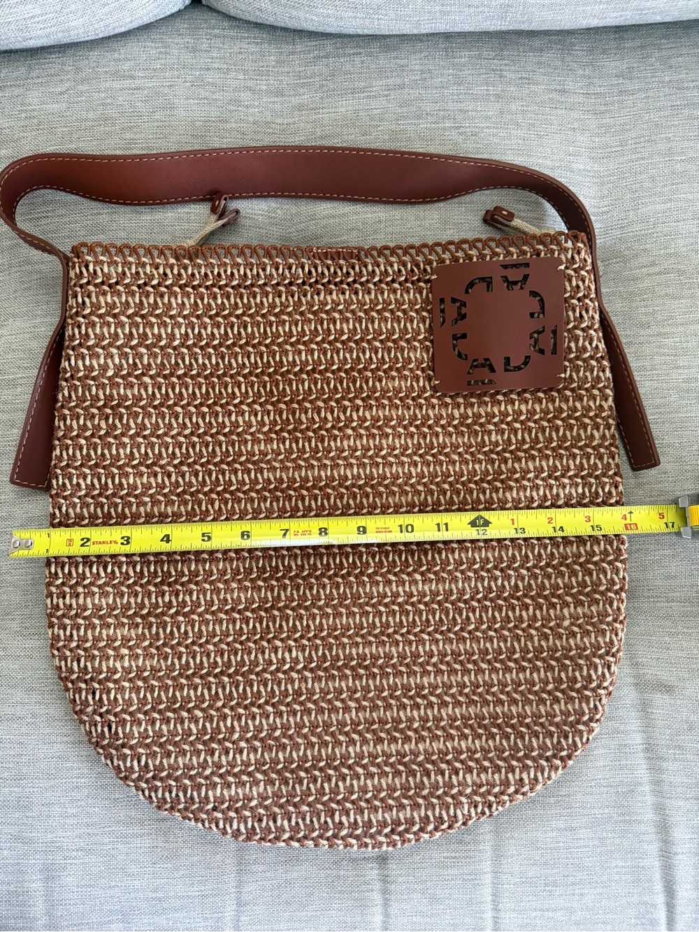 Adolfo Dominguez Woven Shoulder Bag in Tan and Brown - Picture 2 of 8